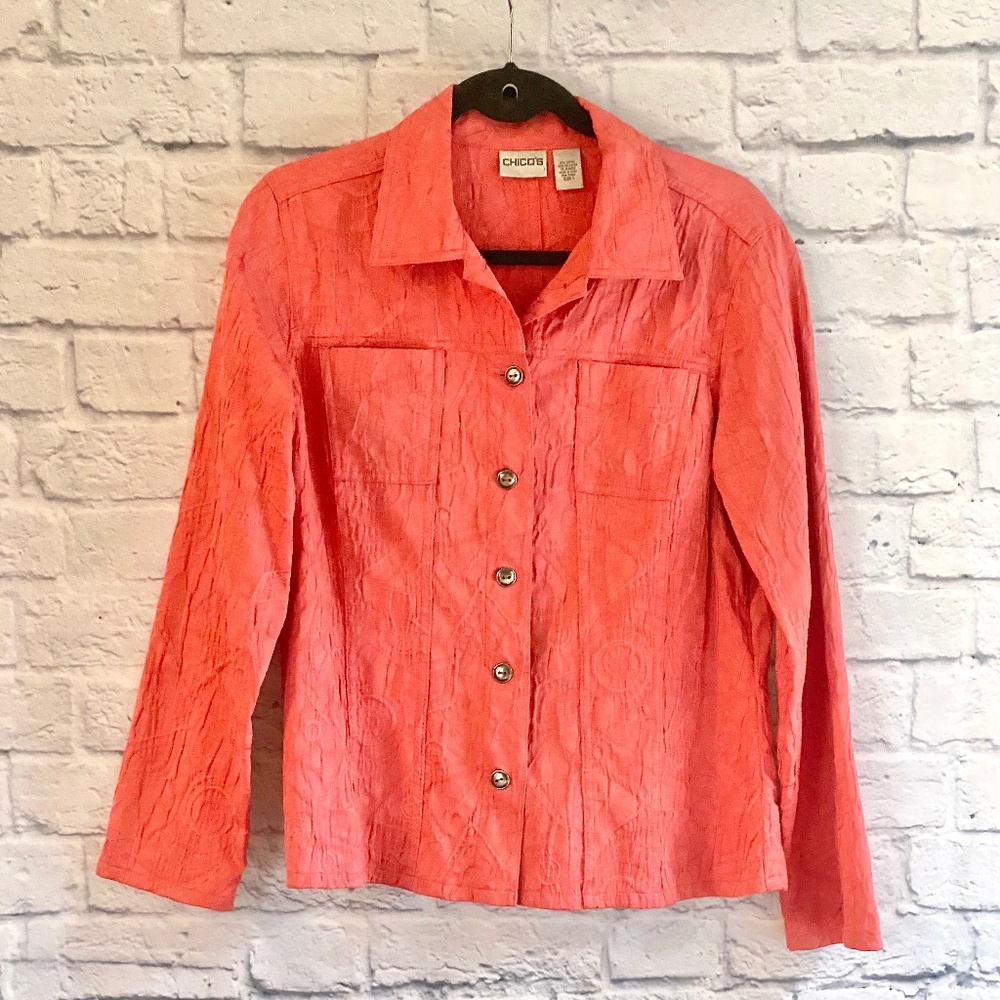GORGEOUS CORAL CHICO'S JACKET SIZE 1